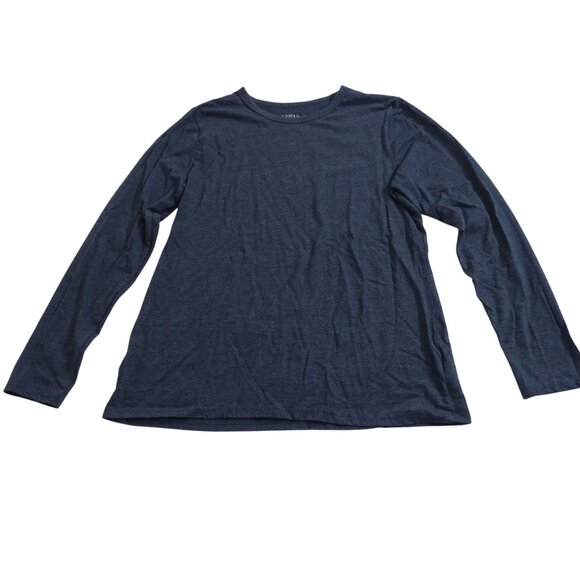Time And Tru Long Sleeve Heather Blue T-Shirt Women Size L 12-14 Crew Neck - Picture 1 of 10